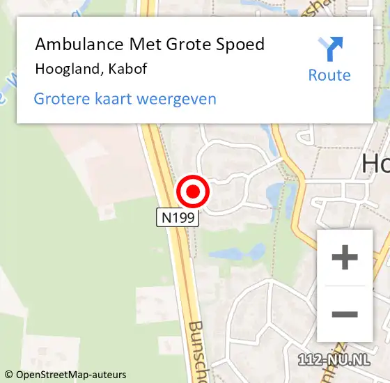 Locatie op kaart van de 112 melding: Ambulance Met Grote Spoed Naar Hoogland, Kabof op 5 november 2017 09:01