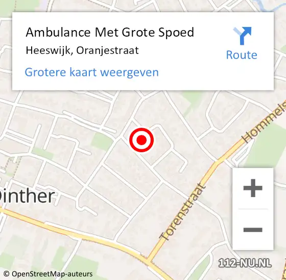 Locatie op kaart van de 112 melding: Ambulance Met Grote Spoed Naar Heeswijk, Oranjestraat op 5 november 2017 09:23