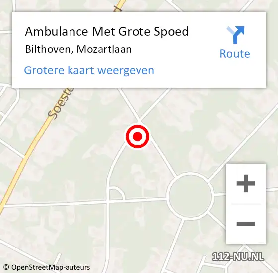 Locatie op kaart van de 112 melding: Ambulance Met Grote Spoed Naar Bilthoven, Mozartlaan op 5 november 2017 09:49