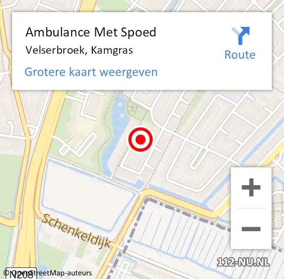 Locatie op kaart van de 112 melding: Ambulance Met Spoed Naar Velserbroek, Kamgras op 5 november 2017 10:08