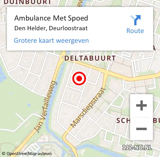 Locatie op kaart van de 112 melding: Ambulance Met Spoed Naar Den Helder, Deurloostraat op 5 november 2017 10:36