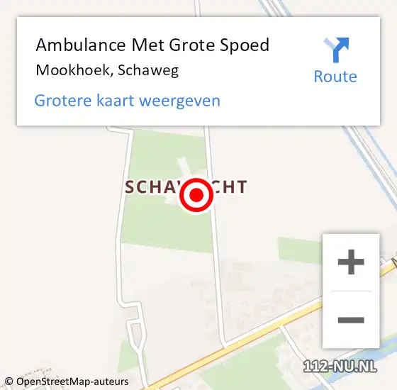 Locatie op kaart van de 112 melding: Ambulance Met Grote Spoed Naar Mookhoek, Schaweg op 5 november 2017 10:40