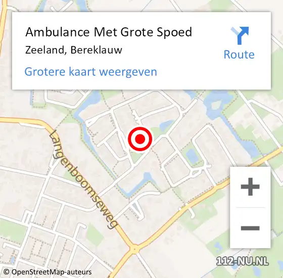 Locatie op kaart van de 112 melding: Ambulance Met Grote Spoed Naar Zeeland, Bereklauw op 5 november 2017 10:42