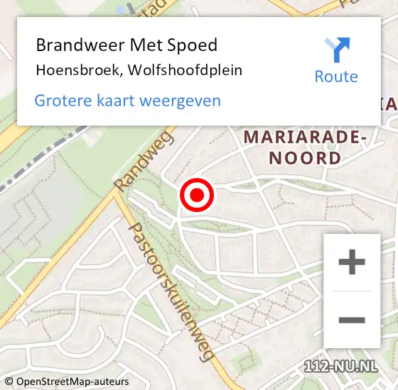 Locatie op kaart van de 112 melding: Brandweer Met Spoed Naar Hoensbroek, Wolfshoofdplein op 5 november 2017 11:23