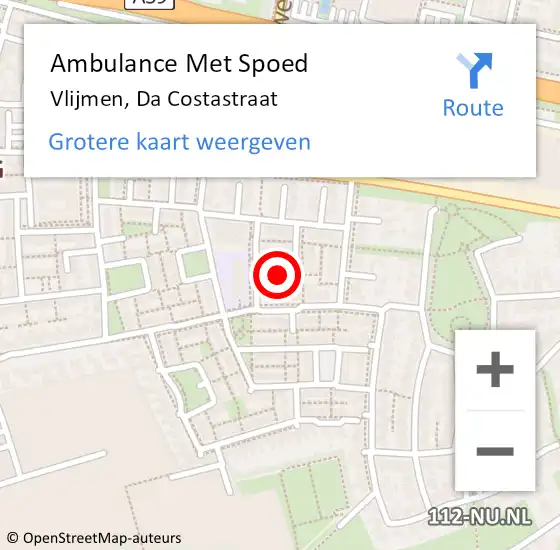 Locatie op kaart van de 112 melding: Ambulance Met Spoed Naar Vlijmen, Da Costastraat op 5 november 2017 11:26