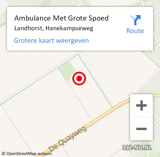 Locatie op kaart van de 112 melding: Ambulance Met Grote Spoed Naar Landhorst, Hanekampseweg op 5 november 2017 11:27