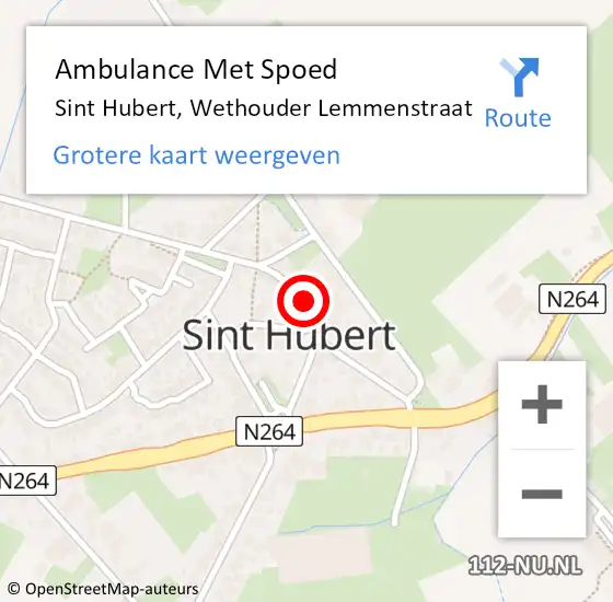 Locatie op kaart van de 112 melding: Ambulance Met Spoed Naar Sint Hubert, Wethouder Lemmenstraat op 5 november 2017 11:39
