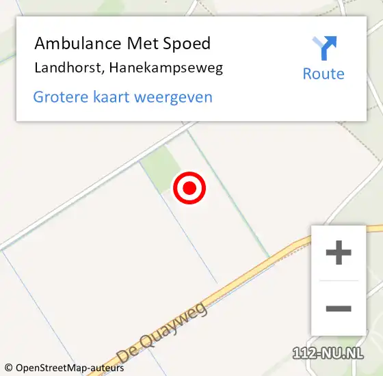 Locatie op kaart van de 112 melding: Ambulance Met Spoed Naar Landhorst, Hanekampseweg op 5 november 2017 11:50