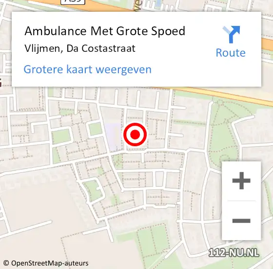 Locatie op kaart van de 112 melding: Ambulance Met Grote Spoed Naar Vlijmen, Da Costastraat op 5 november 2017 11:53