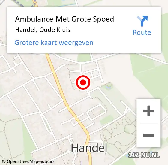 Locatie op kaart van de 112 melding: Ambulance Met Grote Spoed Naar Handel, Oude Kluis op 5 november 2017 12:03