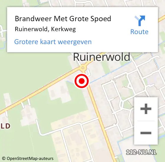 Locatie op kaart van de 112 melding: Brandweer Met Grote Spoed Naar Ruinerwold, Kerkweg op 5 november 2017 12:43