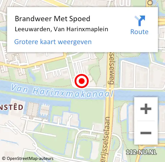 Locatie op kaart van de 112 melding: Brandweer Met Spoed Naar Leeuwarden, Van Harinxmaplein op 5 november 2017 12:45