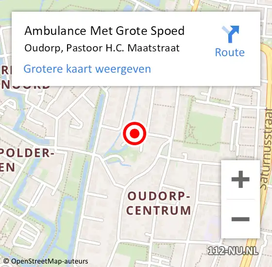 Locatie op kaart van de 112 melding: Ambulance Met Grote Spoed Naar Oudorp, Pastoor H.C. Maatstraat op 5 november 2017 13:42