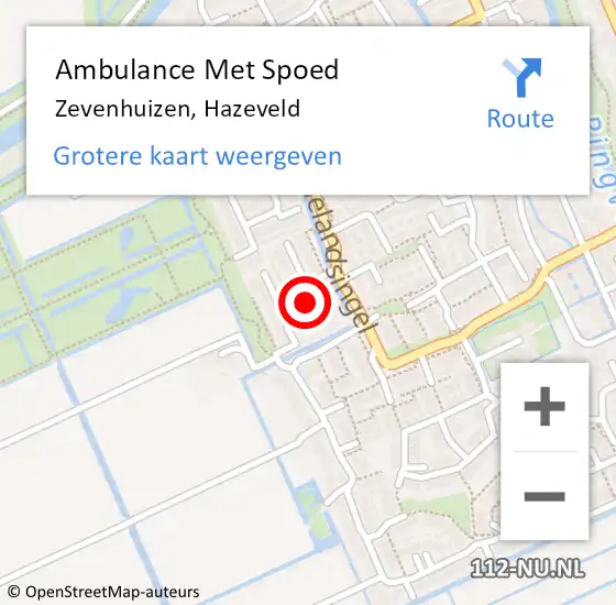 Locatie op kaart van de 112 melding: Ambulance Met Spoed Naar Zevenhuizen, Hazeveld op 5 november 2017 14:46