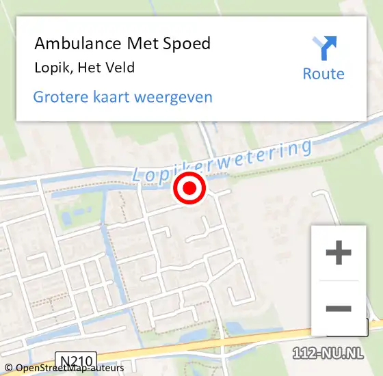 Locatie op kaart van de 112 melding: Ambulance Met Spoed Naar Lopik, Het Veld op 5 november 2017 15:02