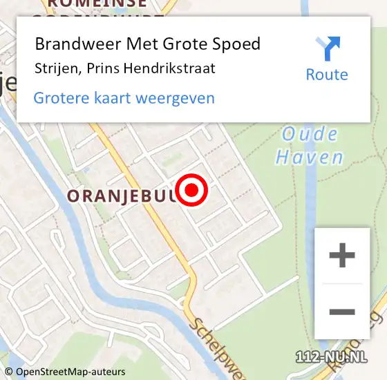 Locatie op kaart van de 112 melding: Brandweer Met Grote Spoed Naar Strijen, Prins Hendrikstraat op 5 november 2017 15:23