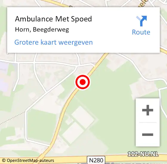 Locatie op kaart van de 112 melding: Ambulance Met Spoed Naar Horn, Beegderweg op 5 november 2017 15:37