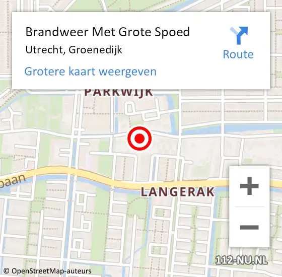 Locatie op kaart van de 112 melding: Brandweer Met Grote Spoed Naar Utrecht, Groenedijk op 5 november 2017 15:45