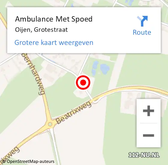Locatie op kaart van de 112 melding: Ambulance Met Spoed Naar Oijen, Grotestraat op 5 november 2017 15:47