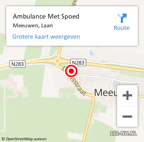 Locatie op kaart van de 112 melding: Ambulance Met Spoed Naar Meeuwen, Laan op 5 november 2017 15:48