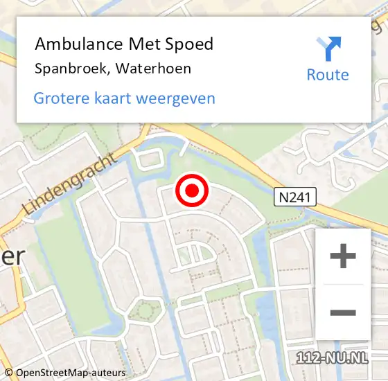 Locatie op kaart van de 112 melding: Ambulance Met Spoed Naar Spanbroek, Waterhoen op 5 november 2017 16:20