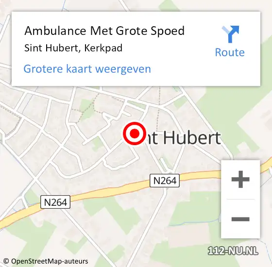 Locatie op kaart van de 112 melding: Ambulance Met Grote Spoed Naar Sint Hubert, Kerkpad op 5 november 2017 16:50