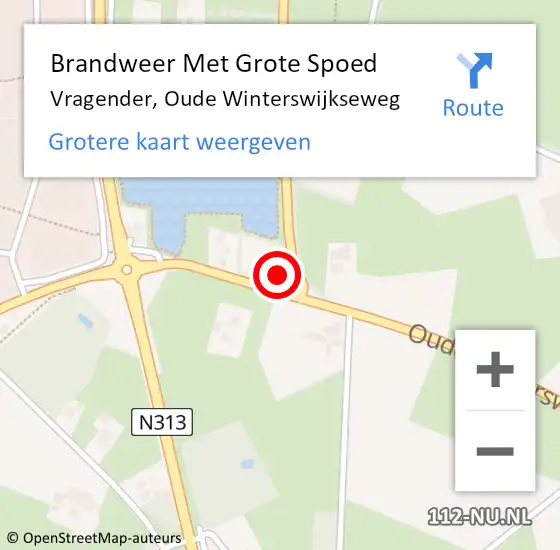 Locatie op kaart van de 112 melding: Brandweer Met Grote Spoed Naar Vragender, Oude Winterswijkseweg op 5 november 2017 17:02