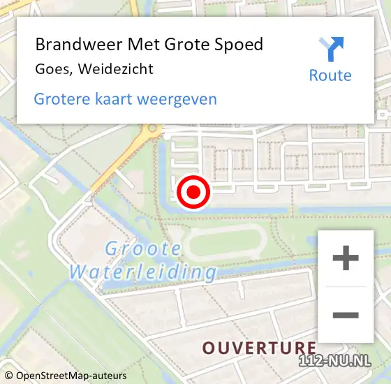 Locatie op kaart van de 112 melding: Brandweer Met Grote Spoed Naar Goes, Weidezicht op 5 november 2017 17:35