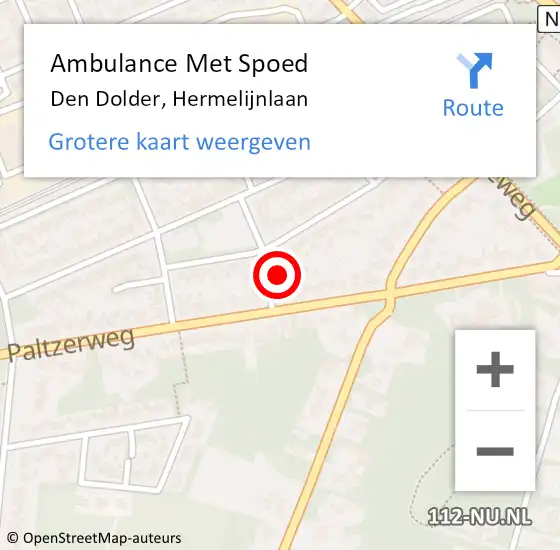 Locatie op kaart van de 112 melding: Ambulance Met Spoed Naar Den Dolder, Hermelijnlaan op 5 november 2017 18:04