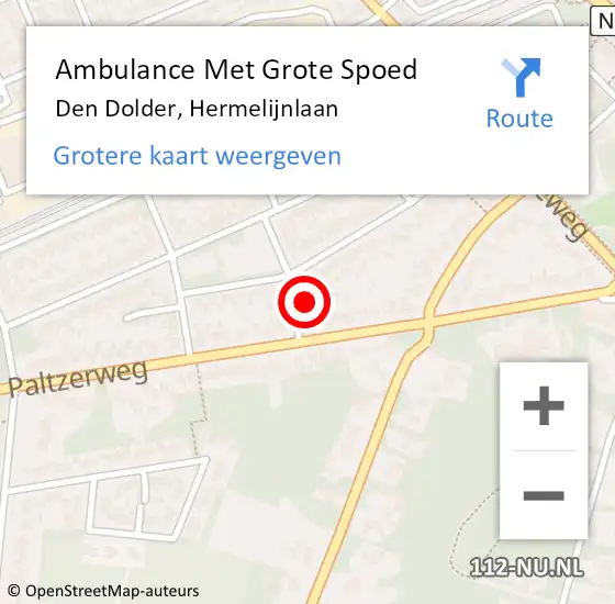 Locatie op kaart van de 112 melding: Ambulance Met Grote Spoed Naar Den Dolder, Hermelijnlaan op 5 november 2017 18:26