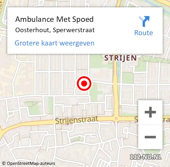 Locatie op kaart van de 112 melding: Ambulance Met Spoed Naar Oosterhout, Sperwerstraat op 5 november 2017 18:57