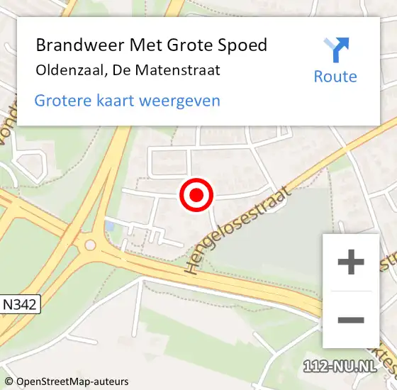 Locatie op kaart van de 112 melding: Brandweer Met Grote Spoed Naar Oldenzaal, De Matenstraat op 5 november 2017 19:18