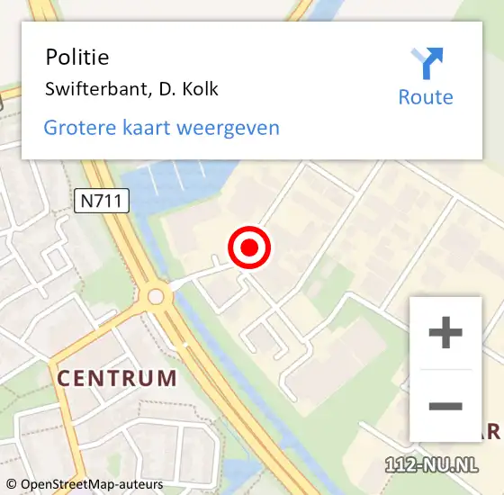 Locatie op kaart van de 112 melding: Politie Swifterbant, D. Kolk op 6 februari 2014 09:05