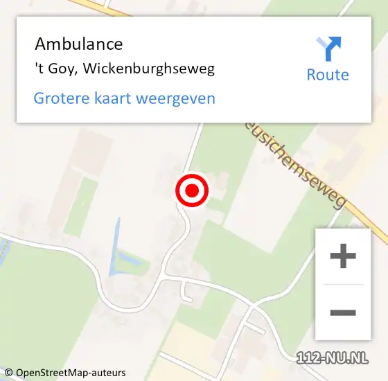 Locatie op kaart van de 112 melding: Ambulance 't Goy, Wickenburghseweg op 5 november 2017 19:50
