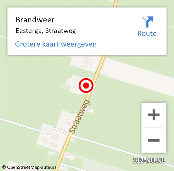 Locatie op kaart van de 112 melding: Brandweer Eesterga, Straatweg op 5 november 2017 20:12