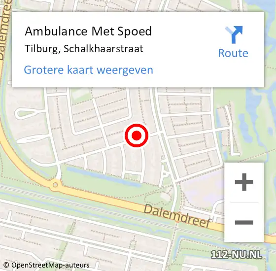 Locatie op kaart van de 112 melding: Ambulance Met Spoed Naar Tilburg, Schalkhaarstraat op 5 november 2017 22:19