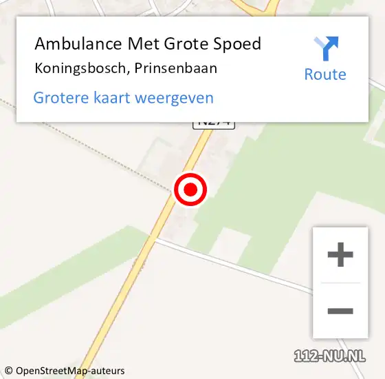 Locatie op kaart van de 112 melding: Ambulance Met Grote Spoed Naar Koningsbosch, Prinsenbaan op 5 november 2017 23:36