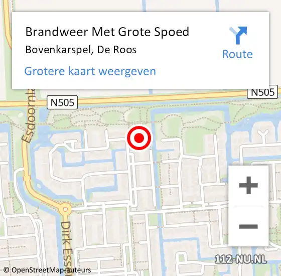 Locatie op kaart van de 112 melding: Brandweer Met Grote Spoed Naar Bovenkarspel, De Roos op 5 november 2017 23:47