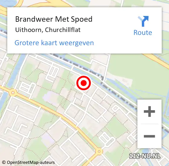 Locatie op kaart van de 112 melding: Brandweer Met Spoed Naar Uithoorn, Churchillflat op 5 november 2017 23:53