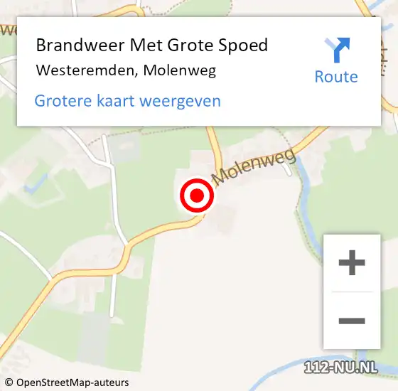 Locatie op kaart van de 112 melding: Brandweer Met Grote Spoed Naar Westeremden, Molenweg op 6 november 2017 00:38