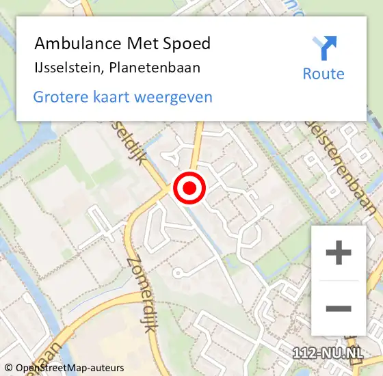 Locatie op kaart van de 112 melding: Ambulance Met Spoed Naar IJsselstein, Planetenbaan op 6 november 2017 00:41