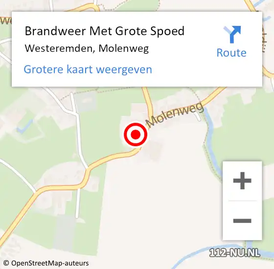 Locatie op kaart van de 112 melding: Brandweer Met Grote Spoed Naar Westeremden, Molenweg op 6 november 2017 00:42