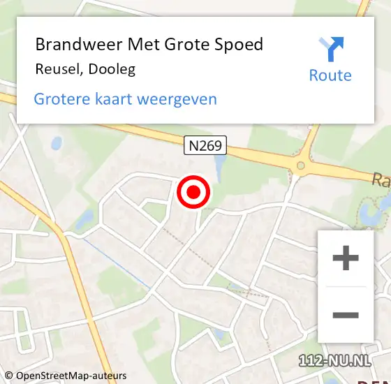 Locatie op kaart van de 112 melding: Brandweer Met Grote Spoed Naar Reusel, Dooleg op 6 november 2017 01:46