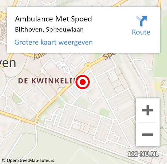 Locatie op kaart van de 112 melding: Ambulance Met Spoed Naar Bilthoven, Spreeuwlaan op 6 november 2017 03:40
