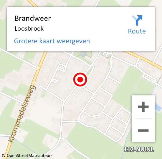 Locatie op kaart van de 112 melding: Brandweer Loosbroek op 6 november 2017 05:04