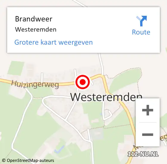 Locatie op kaart van de 112 melding: Brandweer Westeremden op 6 november 2017 07:19