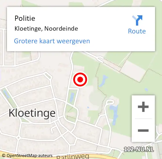 Locatie op kaart van de 112 melding: Politie Kloetinge op 6 november 2017 08:15