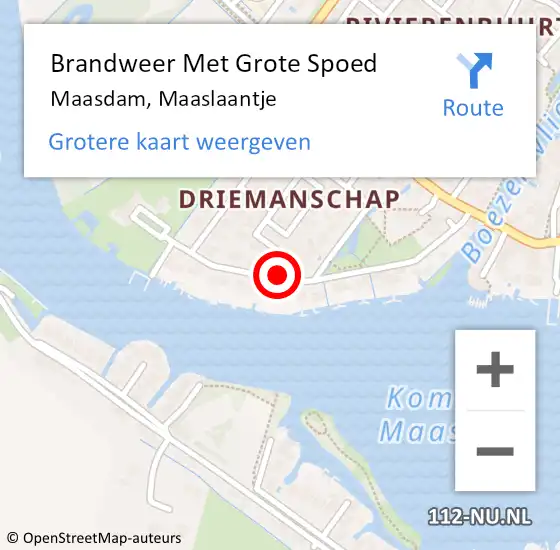 Locatie op kaart van de 112 melding: Brandweer Met Grote Spoed Naar Maasdam, Maaslaantje op 6 februari 2014 09:35