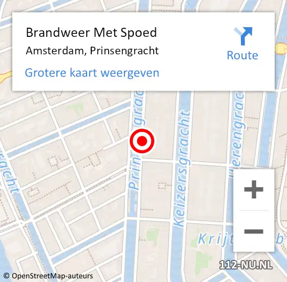 Locatie op kaart van de 112 melding: Brandweer Met Spoed Naar Amsterdam, Prinsengracht op 6 november 2017 09:14