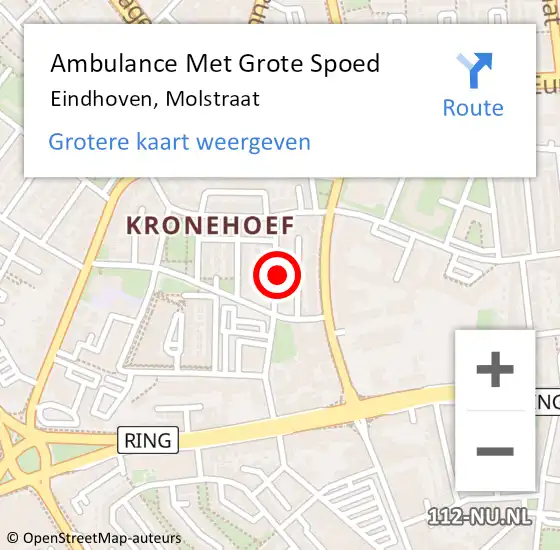 Locatie op kaart van de 112 melding: Ambulance Met Grote Spoed Naar Eindhoven, Molstraat op 6 november 2017 10:15